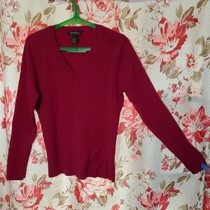Eddie Bauer Women's V-Neck Sweater - Bright Burgundy Medium